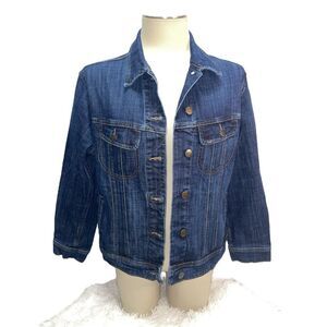 Lee Legendary Regular Fit Dark Wash Blue Denim Jean Jacket Women's Size L